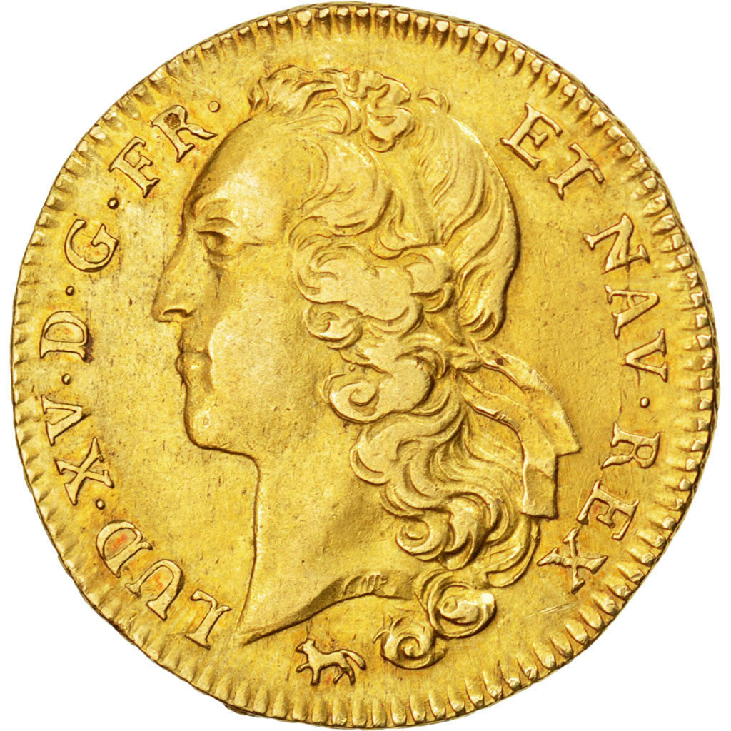 FRANCE, Double Louis d'or, 1745, Paris, KM #519.1, AU(50-53), Gold, Gadoury...
