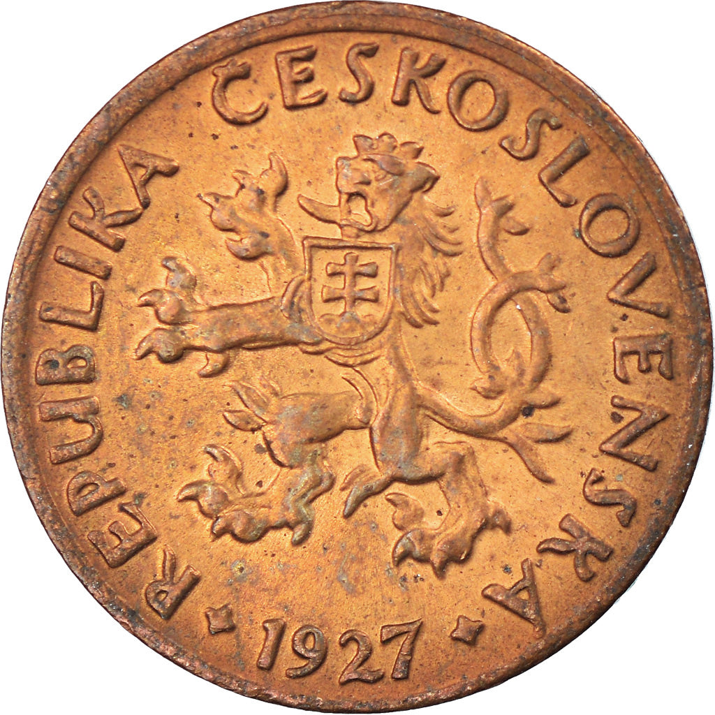 Coin, Czechoslovakia, 5 Haleru, 1927, EF(40-45), Bronze, KM:6