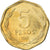 Moneta, Chile, 5 Pesos, 1996, Santiago, EF(40-45), Aluminium-Brąz, KM:232