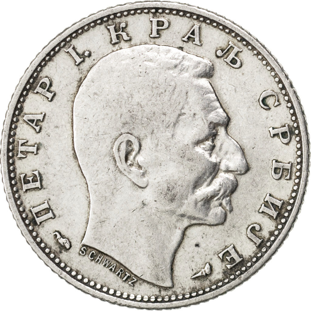 SERBIA, Dinar, 1915, KM #25.1, EF(40-45), Silver, 22.5, 4.97