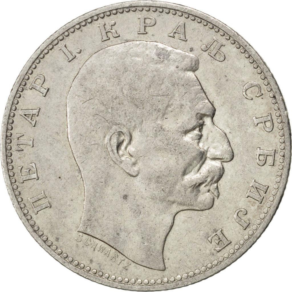SERBIA, Dinar, 1912, KM #25.1, EF(40-45), Silver, 22.5, 4.95