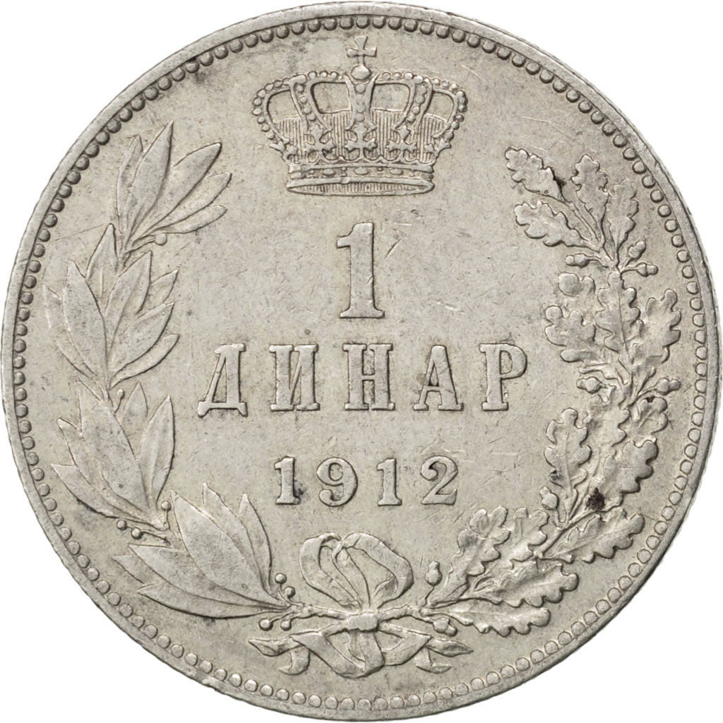 SERBIA, Dinar, 1912, KM #25.1, EF(40-45), Silver, 22.5, 4.95