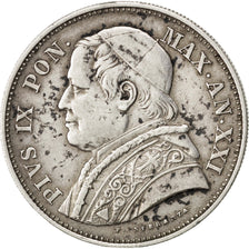 ITALIAN STATES, 2-1/2 Lire, 1867, Roma, KM #1384, AU(50-53), Silver, 12.45