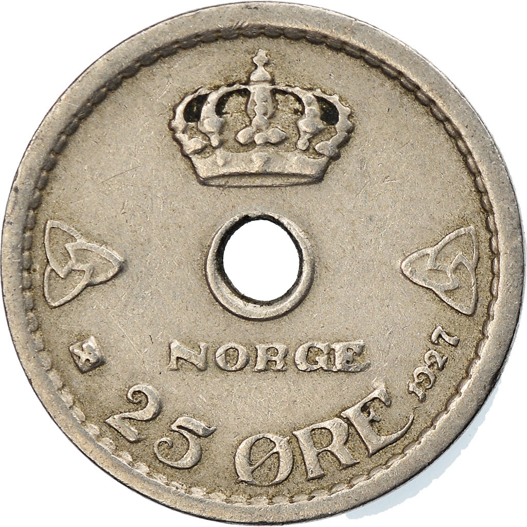 Moneda, Noruega, Haakon VII, 25 Öre, 1927, MBC, Cobre - níquel, KM:384