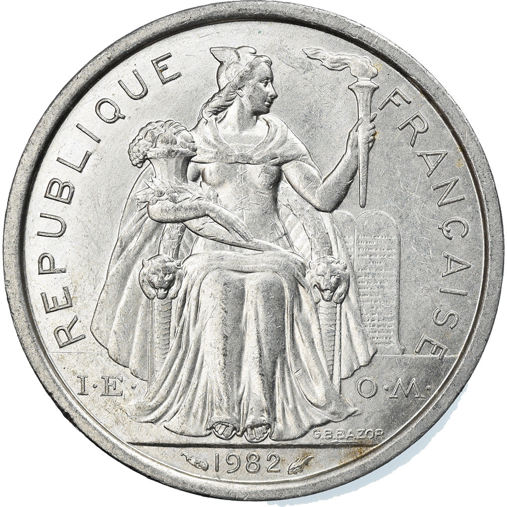 Moneda, Polinesia francesa, 2 Francs, 1982, Paris, EBC, Aluminio, KM:10