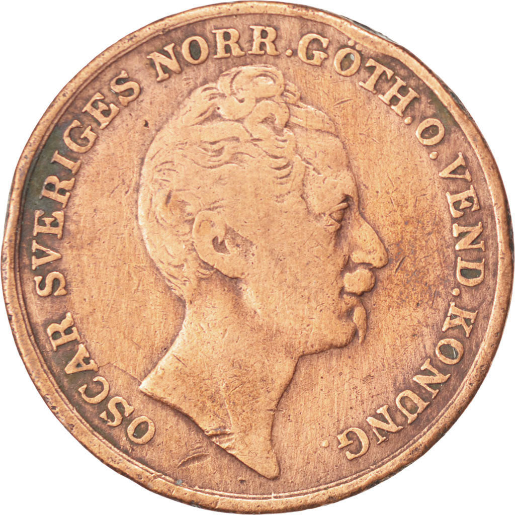 SWEDEN, Skilling, 1849, KM #671, VF(20-25), Copper, 27.8, 11.31