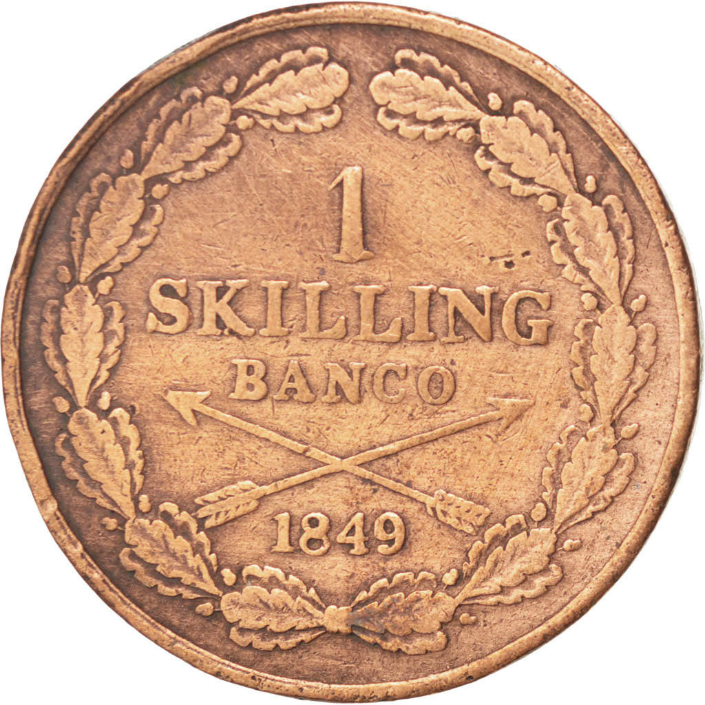 SWEDEN, Skilling, 1849, KM #671, VF(20-25), Copper, 27.8, 11.31