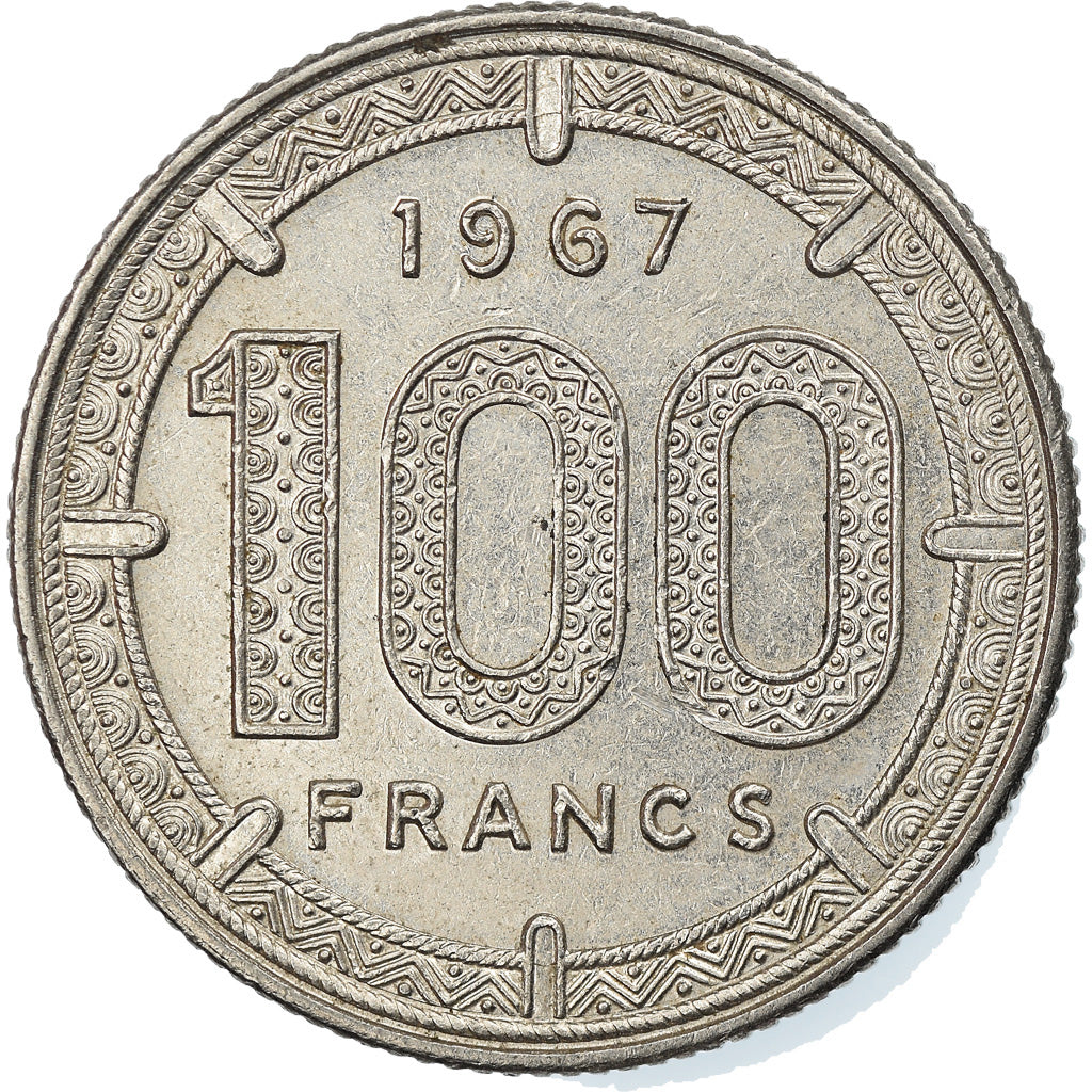 Coin, EQUATORIAL AFRICAN STATES, 100 Francs, 1967, Paris, EF(40-45), Nickel