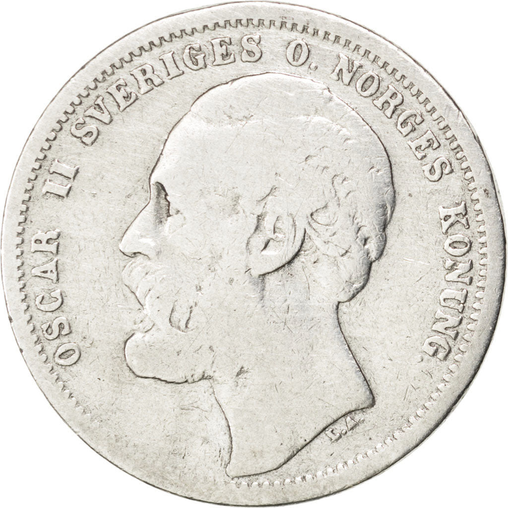 Coin, Sweden, Oscar II, Krona, 1875, VF(20-25), Silver, KM:741