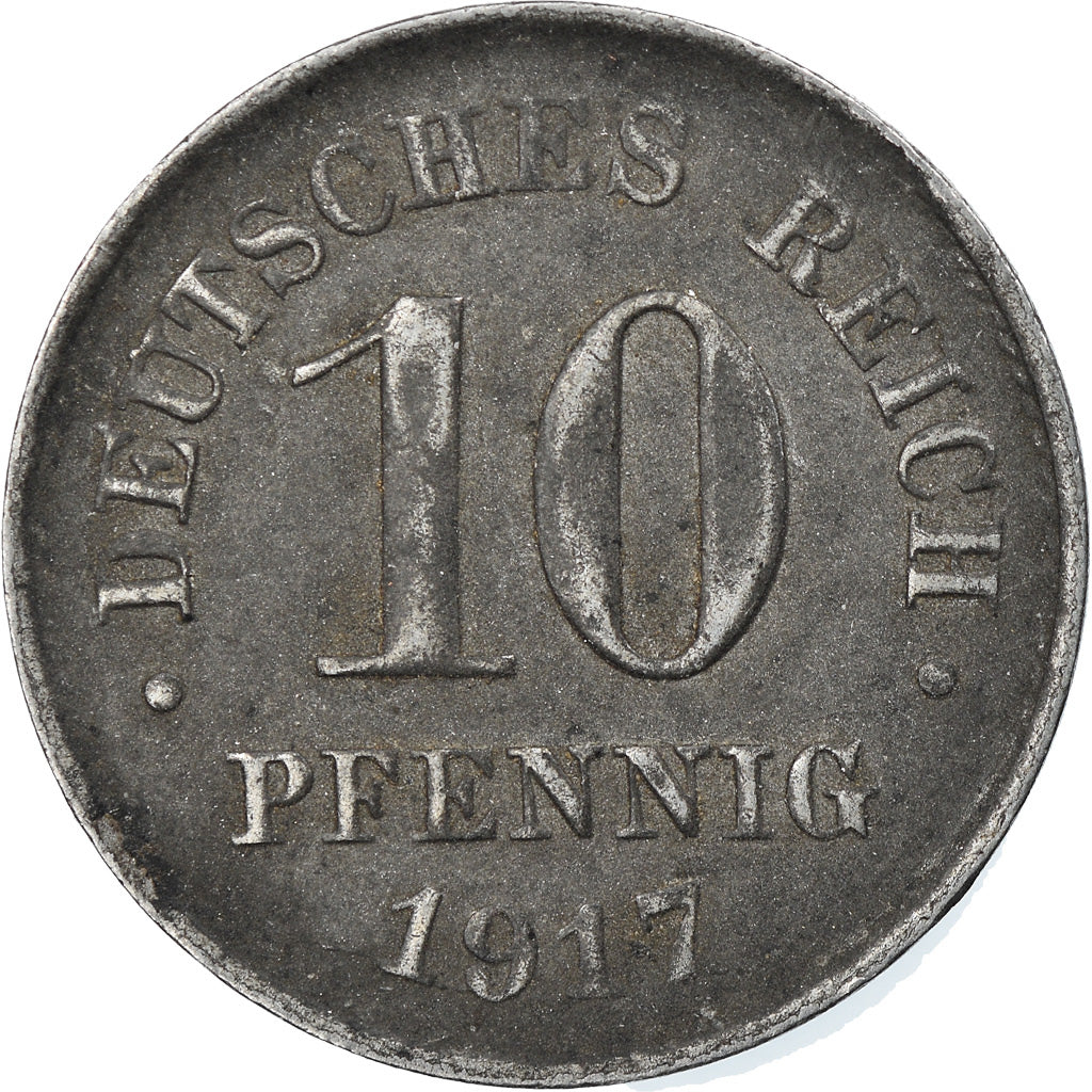 Moneta, GERMANIA - IMPERO, 10 Pfennig, 1917, Berlin, MB+, Ferro, KM:20