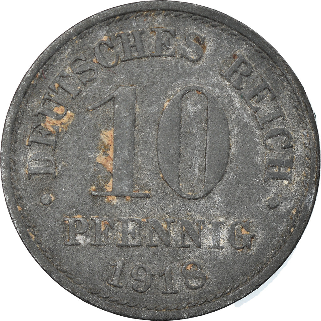 Coin, GERMANY - EMPIRE, 10 Pfennig, 1918, Munich, VF(30-35), Iron, KM:20