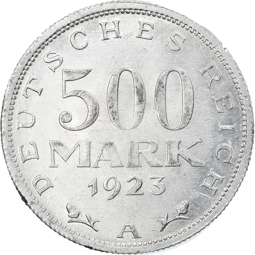 Coin, GERMANY, WEIMAR REPUBLIC, 500 Mark, 1923, Berlin, EF(40-45), Aluminum