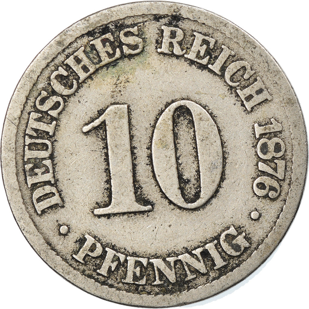 Coin, GERMANY - EMPIRE, Wilhelm I, 10 Pfennig, 1876, Frankfurt, VF(20-25)