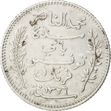 TUNISIA, Franc, 1908, Paris, KM #238, EF(40-45), Silver, 4.92