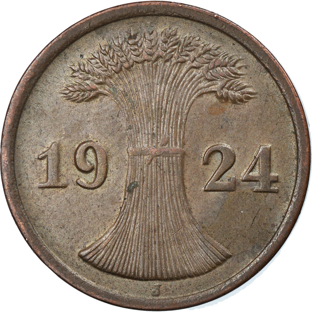 Coin, GERMANY, WEIMAR REPUBLIC, 2 Reichspfennig, 1924, Hambourg, EF(40-45)