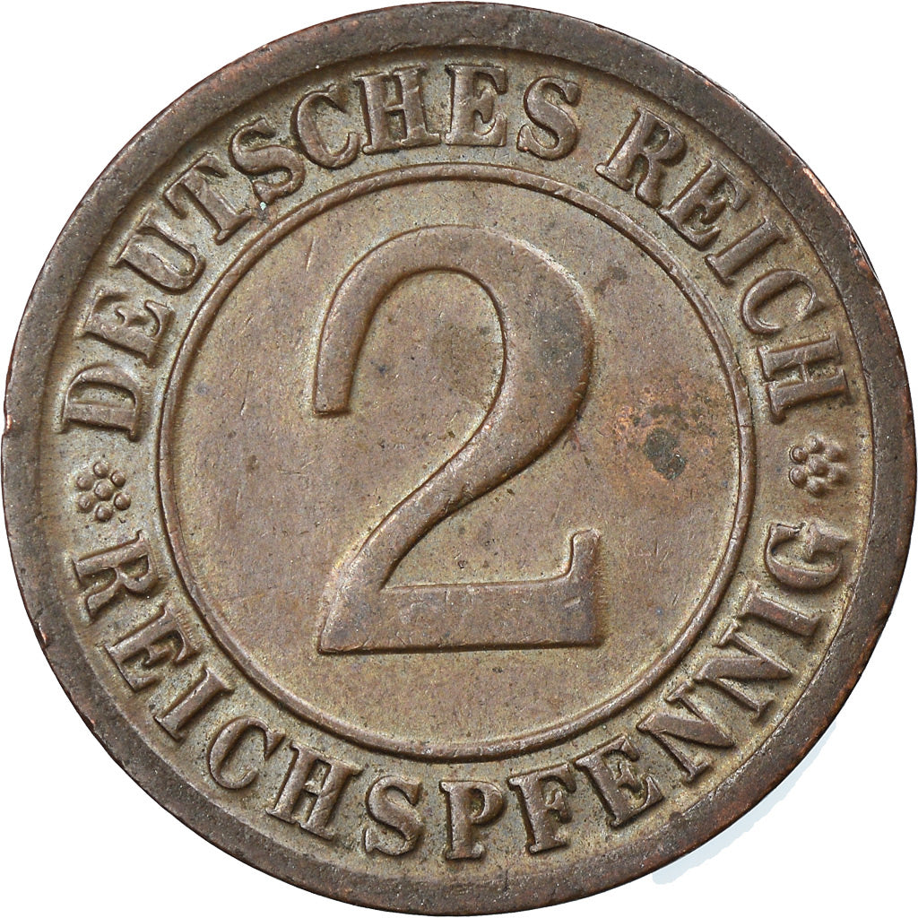 Coin, GERMANY, WEIMAR REPUBLIC, 2 Reichspfennig, 1924, Hambourg, EF(40-45)