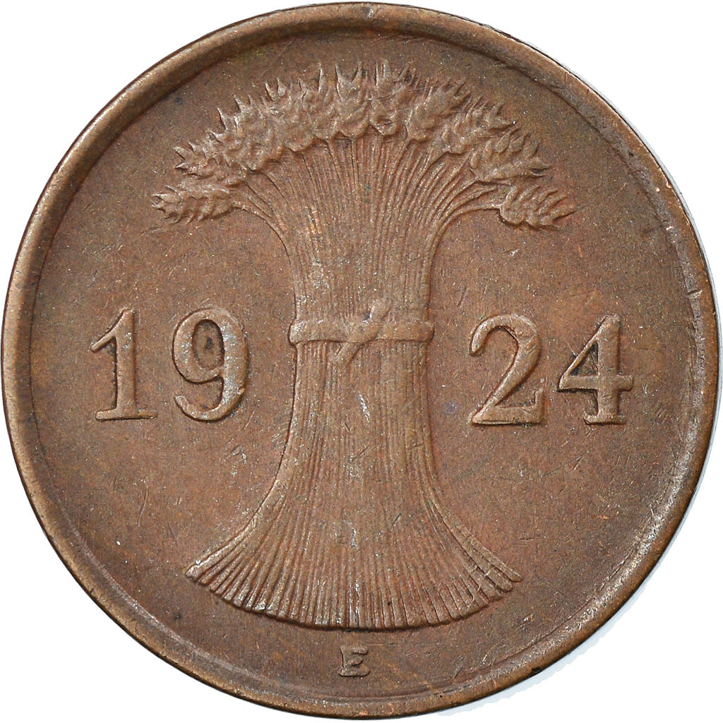 Moneta, GERMANIA, REPUBBLICA DI WEIMAR, Rentenpfennig, 1924, Muldenhütten, BB