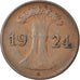 Coin, GERMANY, WEIMAR REPUBLIC, Reichspfennig, 1924, Hambourg, EF(40-45)