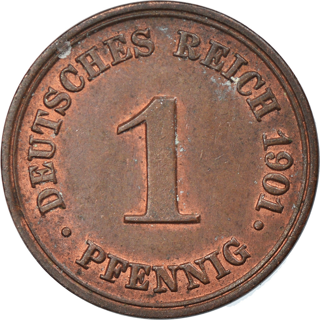 Coin, GERMANY - EMPIRE, Wilhelm II, Pfennig, 1901, Munich, EF(40-45), Copper