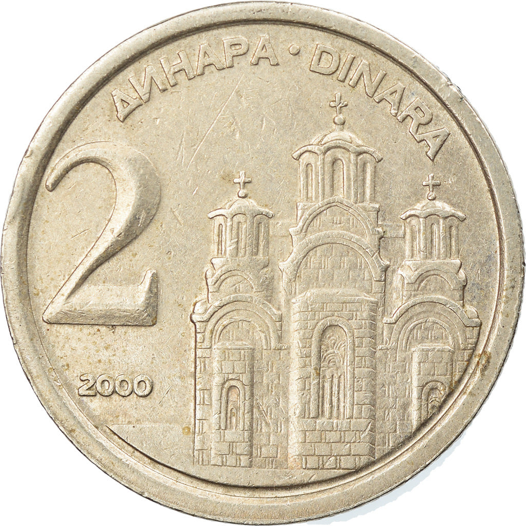 Monnaie, Yougoslavie, 2 Dinara, 2000, Belgrade, TTB, Copper-Nickel-Zinc, KM:181