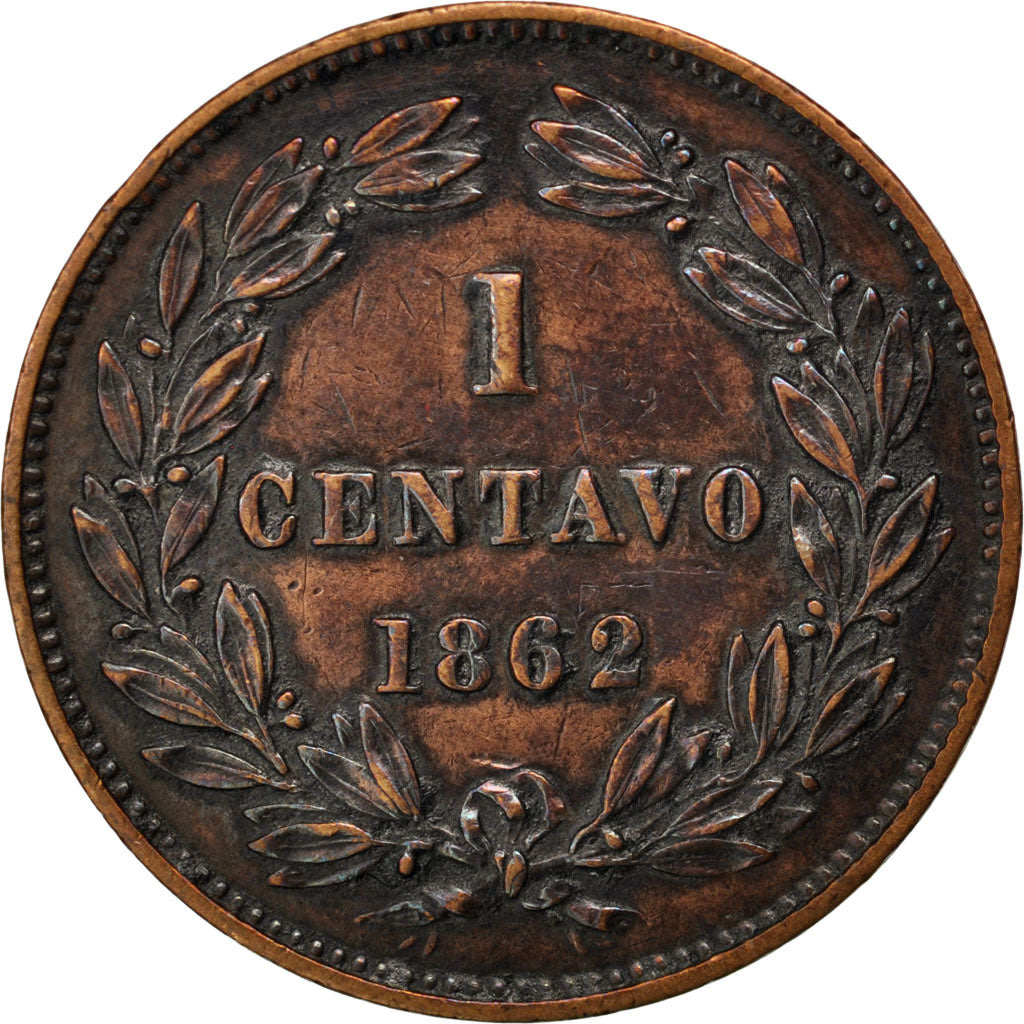 Venezuela, 1 Centavo, 1862, KM #7, AU(50-53), Copper, 7.52