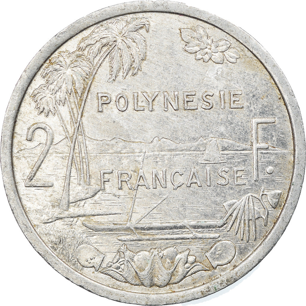 Moneda, Polinesia francesa, 2 Francs, 1985, Paris, MBC, Aluminio, KM:10