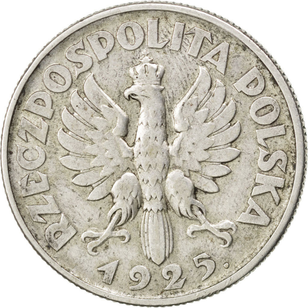 POLAND, 2 Zlote, 1925, London, KM #16, EF(40-45), Silver, 27, 9.96