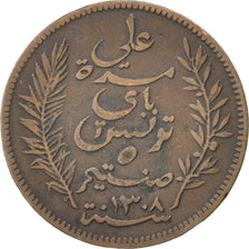 Munten, Tunisië, Ali Bey, 5 Centimes, 1891, Paris, ZF, Bronze, KM:221