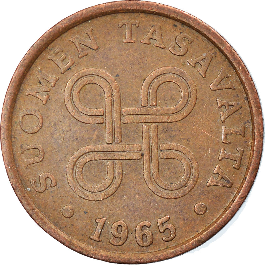 Moneta, Finlandia, 5 Pennia, 1965, EF(40-45), Miedź, KM:45