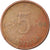 Moneda, Finlandia, 5 Pennia, 1965, MBC, Cobre, KM:45