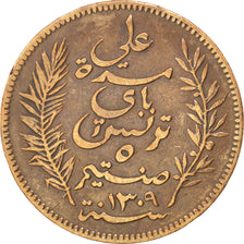 Coin, Tunisia, Ali Bey, 5 Centimes, 1892, Paris, EF(40-45), Bronze, KM:221