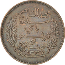 Monnaie, Tunisie, Muhammad al-Nasir Bey, 5 Centimes, 1914, Paris, TTB, Bronze