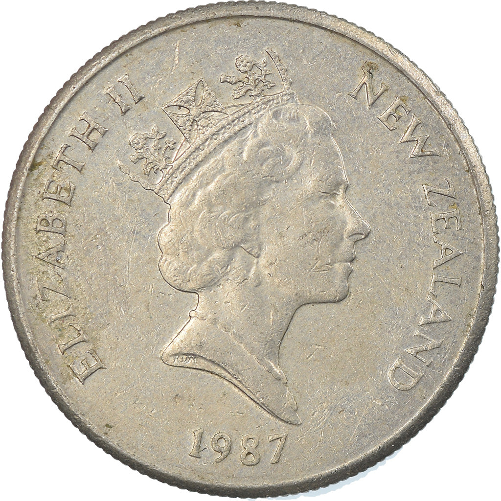 Moeda, Nova Zelândia, Elizabeth II, 5 Cents, 1987, EF(40-45), Cobre-níquel