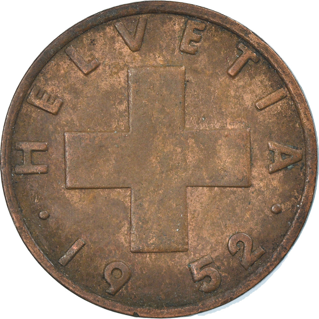 Coin, Switzerland, 2 Rappen, 1952, Bern, EF(40-45), Bronze, KM:47