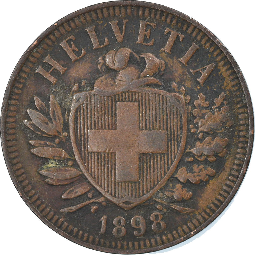 Coin, Switzerland, 2 Rappen, 1898, Bern, EF(40-45), Bronze, KM:4.2