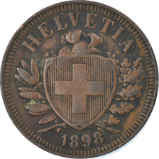 Coin, Switzerland, 2 Rappen, 1898, Bern, EF(40-45), Bronze, KM:4.2
