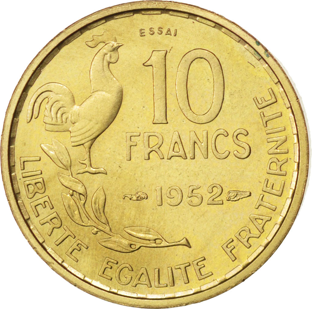 FRANCE, 10 Francs, 1952, KM #PE320, MS(60-62), Aluminum-Bronze, Gadoury...