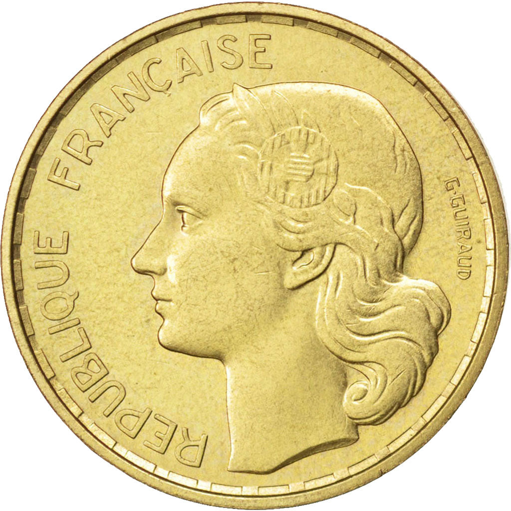 FRANCE, 20 Francs, 1952, KM #PE321, AU(55-58), Aluminum-Bronze, Gadoury...