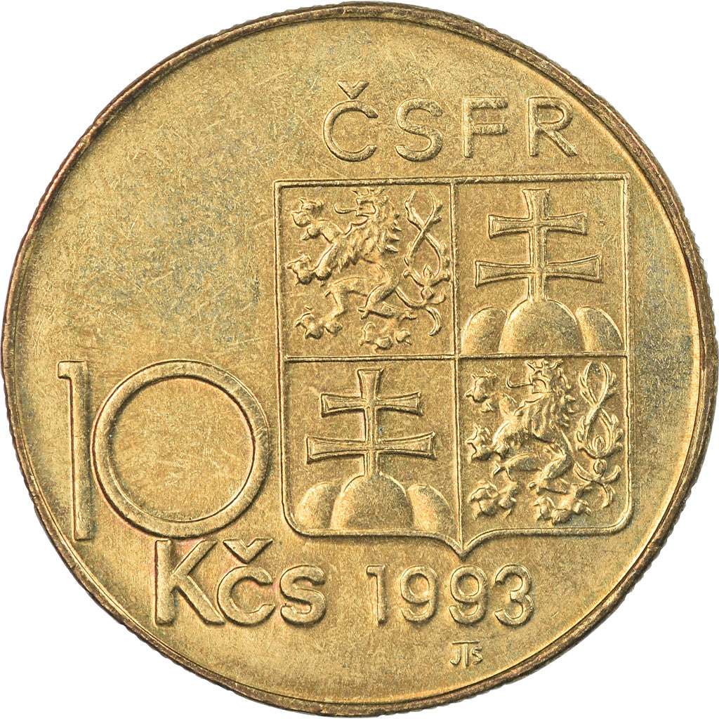 Coin, Czechoslovakia, 10 Korun, 1993, EF(40-45), Nickel-Bronze, KM:139.1