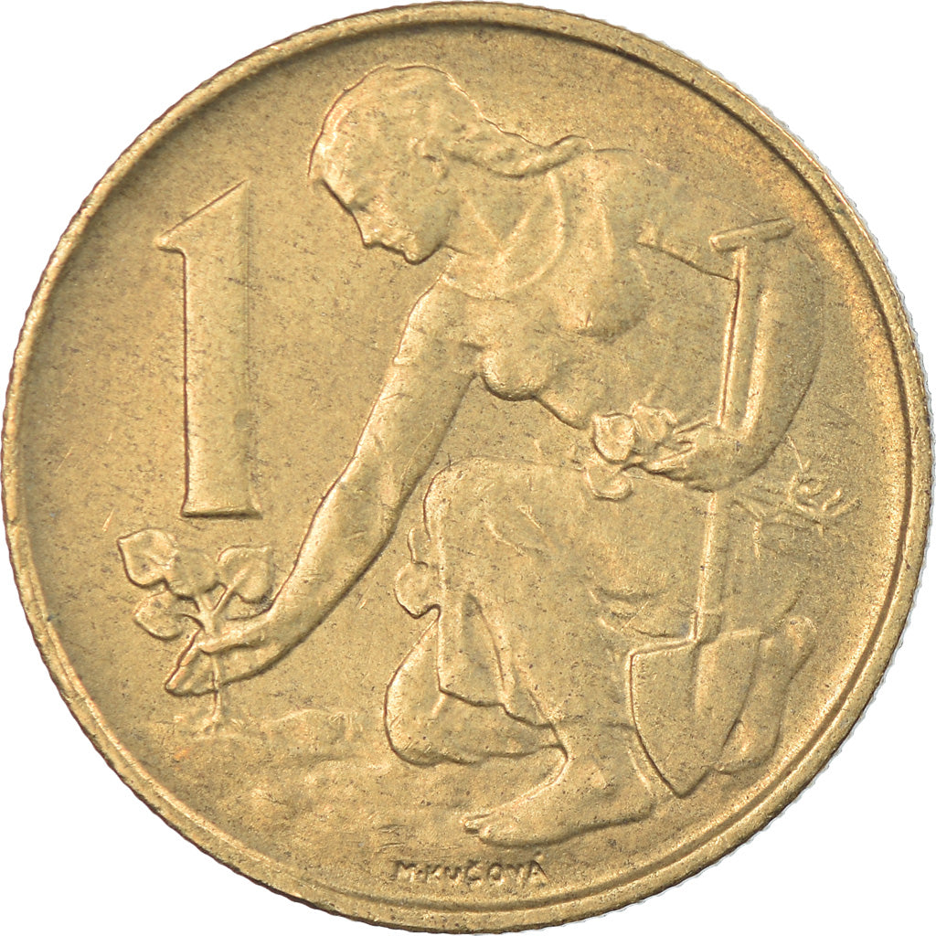 Moneda, Checoslovaquia, Koruna, 1990, MBC, Aluminio - bronce, KM:50