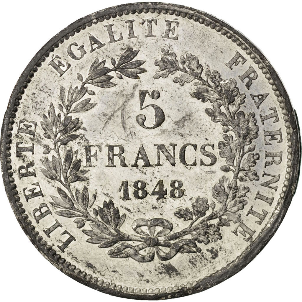 Münze, Frankreich, 5 Francs, 1848, SS+, Tin, Gadoury:687