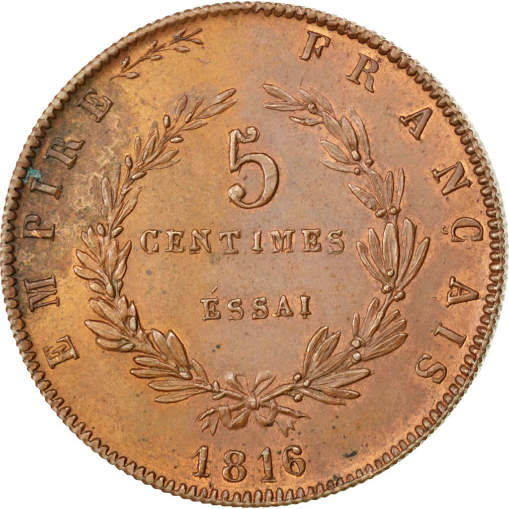 FRANCE, 5 Centimes, 1816, AU(55-58), Bronze, Gadoury #133, 10.48