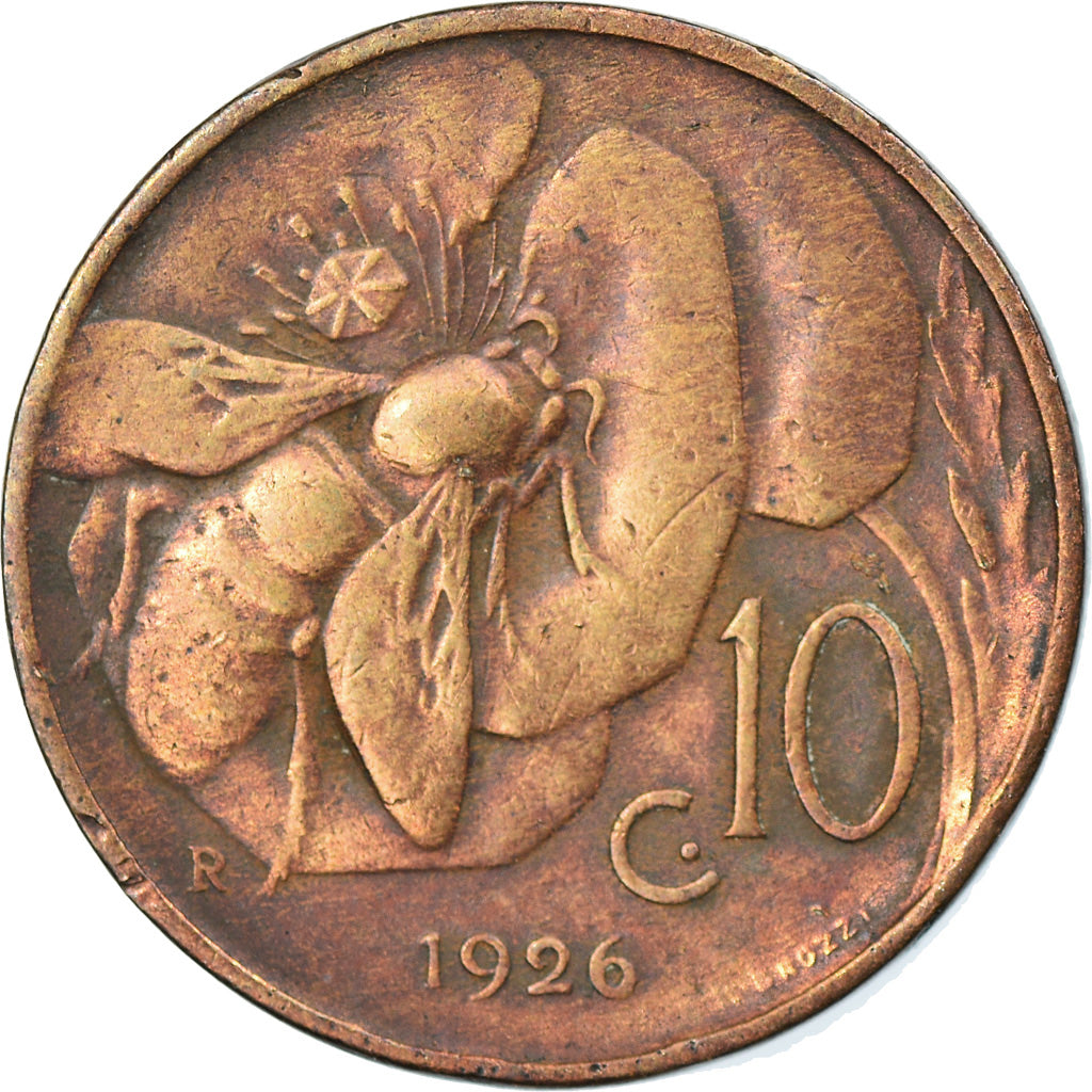 Moneta, Włochy, Vittorio Emanuele III, 10 Centesimi, 1926, Rome, EF(40-45)