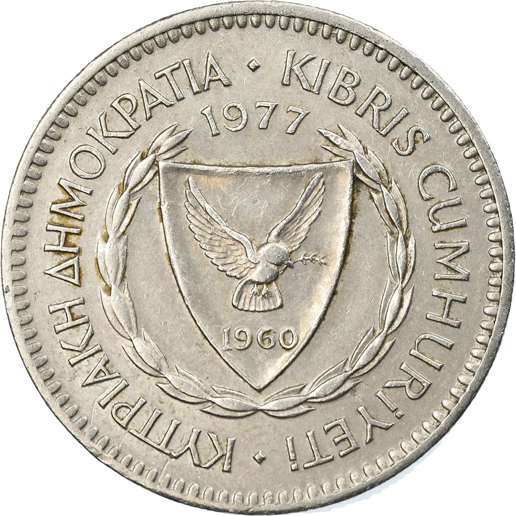 Coin, Cyprus, 50 Mils, 1977, EF(40-45), Copper-nickel, KM:41
