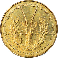 Coin, West African States, 5 Francs, 1981, AU(55-58), Aluminum-Nickel-Bronze
