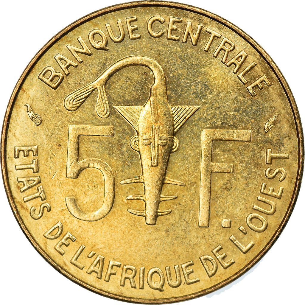 Coin, West African States, 5 Francs, 1981, AU(55-58), Aluminum-Nickel-Bronze