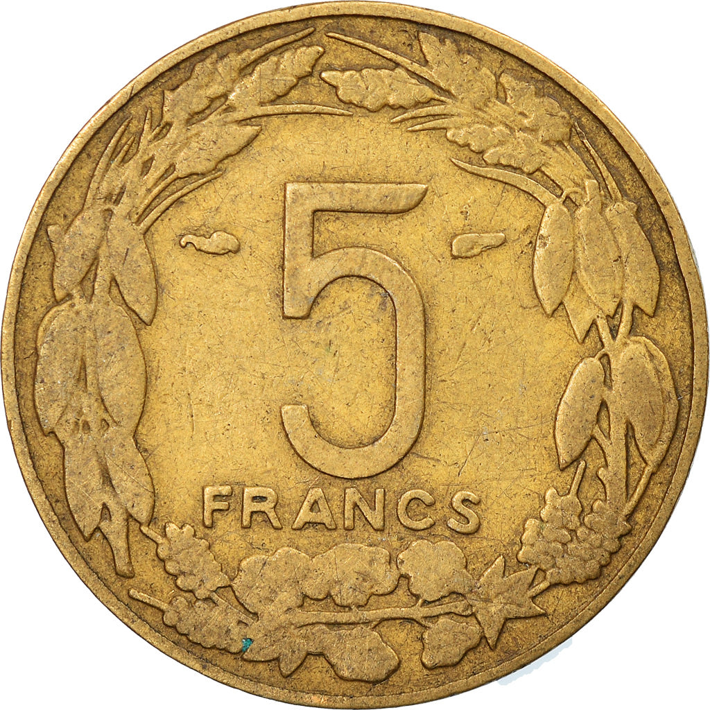 Coin, Cameroon, 5 Francs, 1958, EF(40-45), Aluminum-Bronze, KM:10