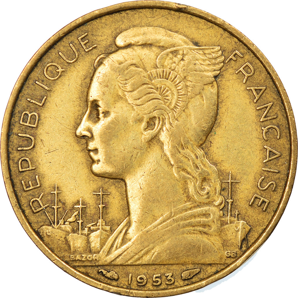 Monnaie, Madagascar, 20 Francs, 1953, Paris, TTB, Aluminum-Bronze, KM:7