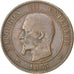 FRANCE, 10 Centimes, 1853, Lille, KM #M24, VF(20-25), Bronze, 30, Gadoury...