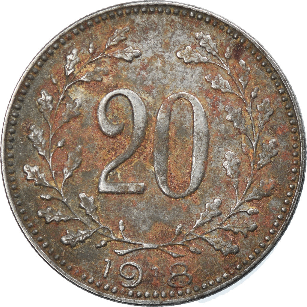 Coin, Austria, Karl I, 20 Heller, 1918, EF(40-45), Iron, KM:2826